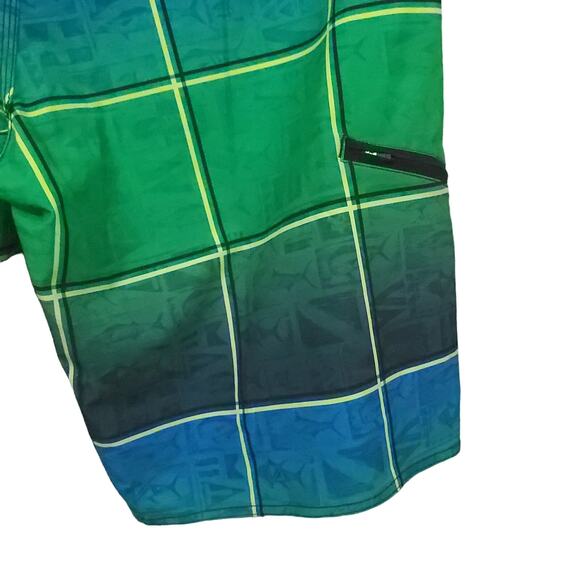 Salt Life Men's Vapor Stretch Board Shorts Size 36 SLX-QD Green Summer Beachy - Picture 13 of 13